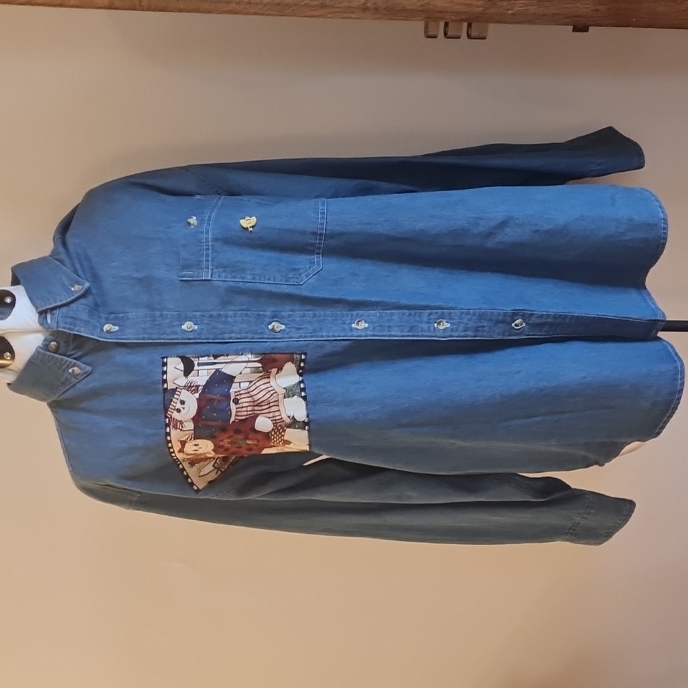 Fall Jean long sleeve Blouse Falls size Medium more like XL